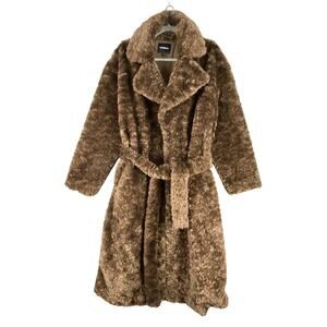 Express Faux Fur Robe Coat Long Sleeves Long Jacket Women's Size Large